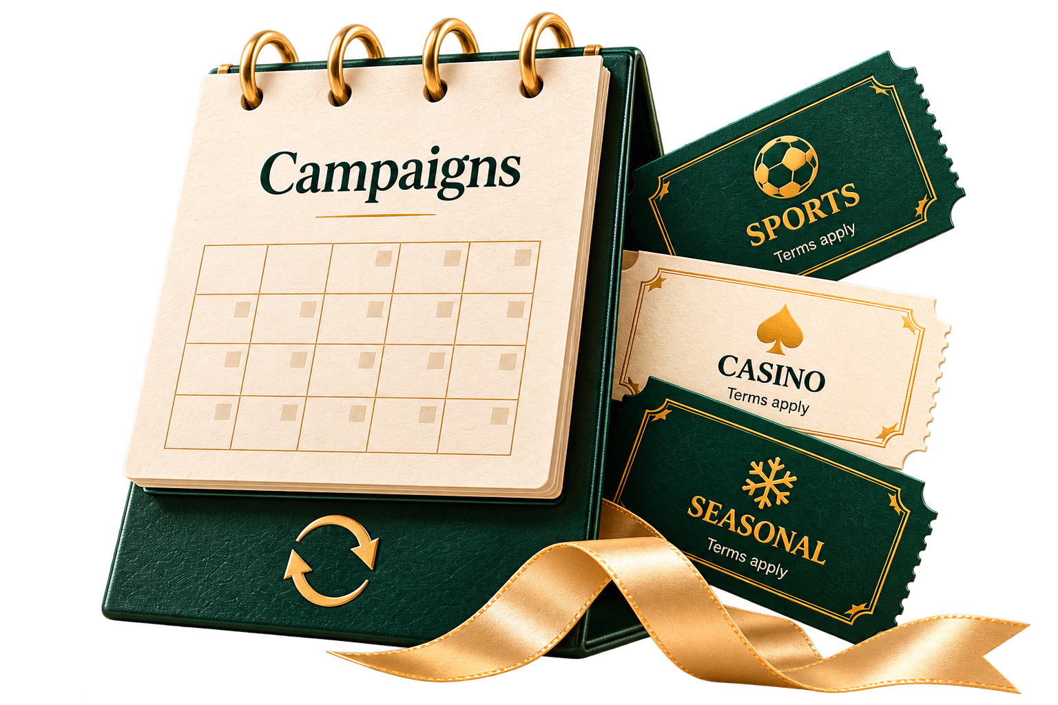 Rajabets promotional campaign calendar with sports, casino, and seasonal voucher tickets